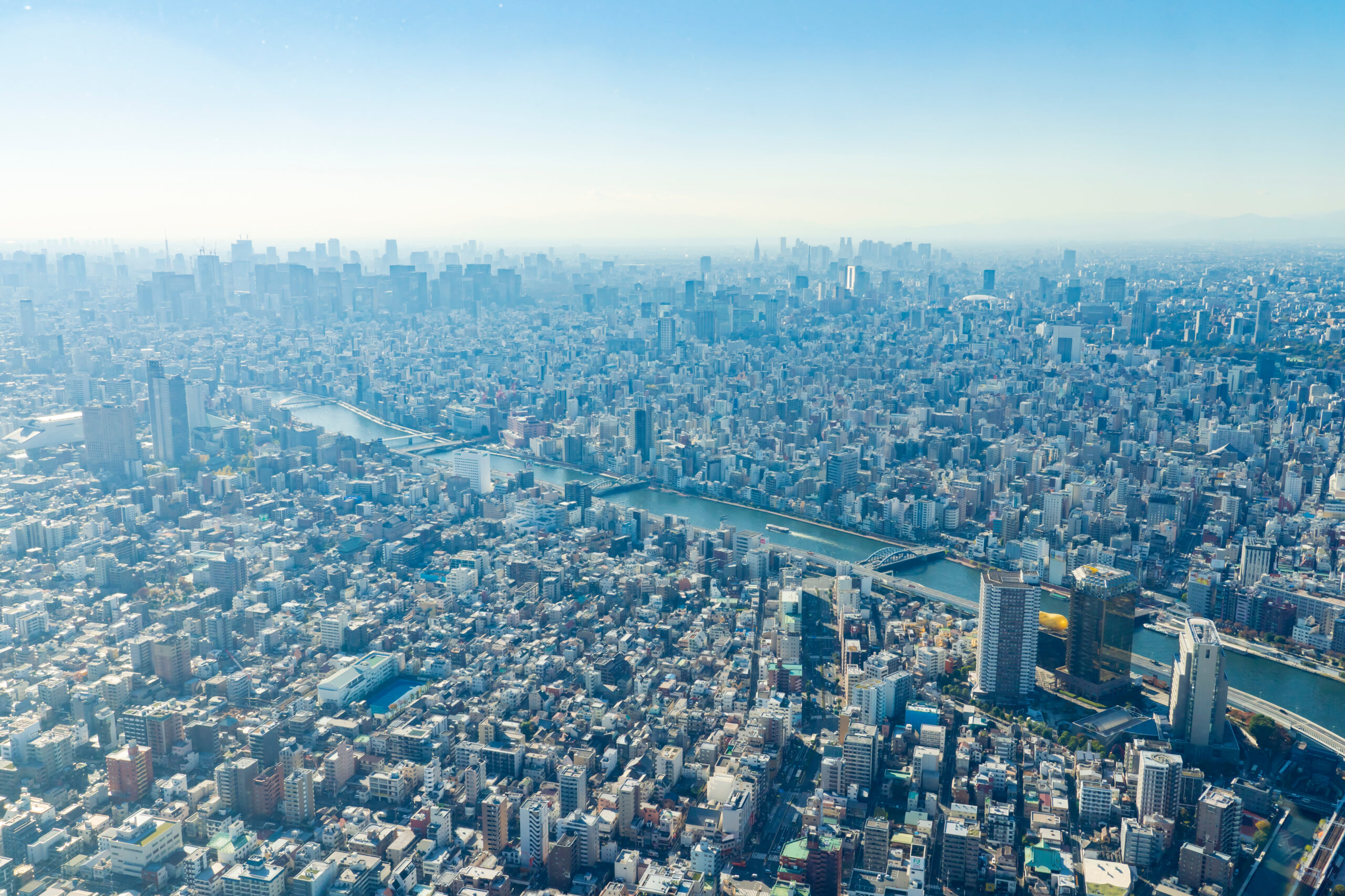【都市景観】東京スカイツリー眼下街並み（隅田川と都心部）